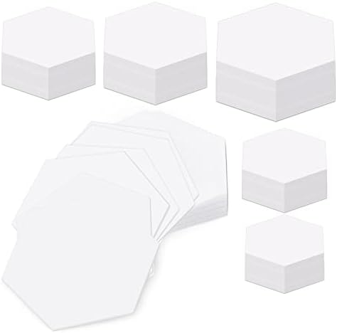 600 חתיכות נייר חתיכה משושה נייר חתיכה תבנית 6 גדלים לבן נייר חתיכה תפירה תבנית משושה צורה לתפירה,
