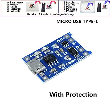 TP4056 TYPE-C/MICRO/MINI USB 5V 1A מודול מטען מודול טעינה פונקציות כפולות, מיני USB 2