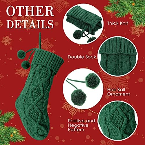 EBOOT 6 חבילה גרבי חג המולד עם כדור פומפום, גרביים תלויים בסרוג חג המולד בגודל 14.5 אינץ