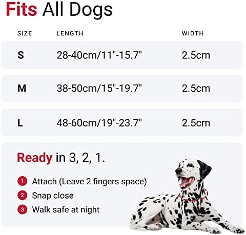 טרקטיב הוביל אור עד צווארון כלב-3 מצבי אור להליכה בלילה, עמיד למים, נטענת, עד 10 שעות של סוללה, אדום