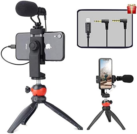 ערכת vlogging סמארטפון כל אחד עם מיקרופון, חצובה, דונגל תואם iPhone 12 Mini Pro Max, 11 Pro XS XR