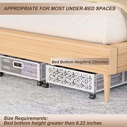 HMASYO מתחת לאחסון מיטה, 2 חבילות מתחת למיטה מיכלי אחסון עם גלגלים וידית, מתקפלים מתגלגלים מתחת לאחסון