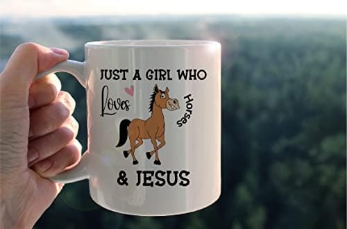קונליסה ספל ספל נוצרי, רק ילדה שאוהבת סוסים וישו קרמיקה ספל -111oz קפה ספל תה חלב, ספלי אמונה נוצריים, מתנות