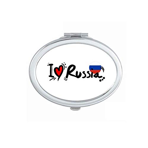 אני אוהב רוסיה מילת דגל לב מראה נייד לקפל יד איפור כפול צד משקפיים