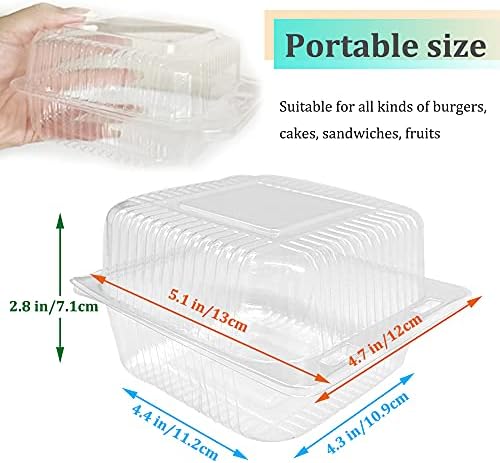 100 יחידות ברור פלסטיק כיכר צירים מזון מיכל,חד פעמי צדפה קינוח מיכל עם מכסה עבור פירות,סלט,