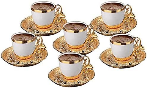 Yczdg כוס קפה טורקית כוס צלוחיות מוגדרת ל 6 אנשים חרסינה 4 עוז קפה קפה אספרסו נשים גברים מתנה לחמדת בית