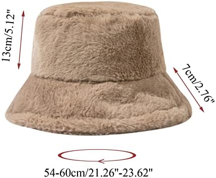 נשים חורפיות דלי קטיפה חורפית כובע פו דייג פרווה כובע חורף חורף קטיפה רכה כובע רך רחב שוליים כובע