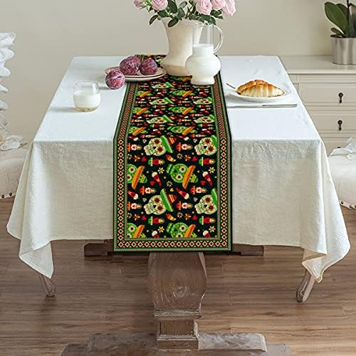 ווהדו מקסיקני יום המת שולחן רץ מקסיקו קוטר דה לוס מורטוס סוכר גולגולת פרחוני סגנון עיצוב שולחן כיסוי בית מסיבת