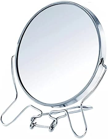 עגול איפור יהירות מראה 360 תואר מסתובב צד מראה זכוכית מגדלת נירוסטה מסגרת (צבע : לבן, גודל