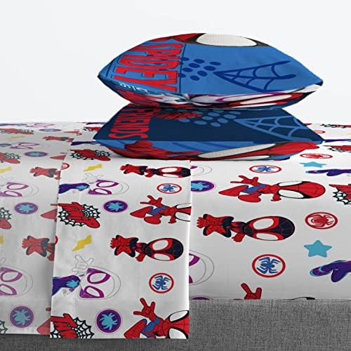 ג'יי פרנקו מארוול ספיידי וחבריו המדהימים צוות Spidey 7 חלק מיטה בגודל מלא - כולל מצעי שמיכה וסדין סט