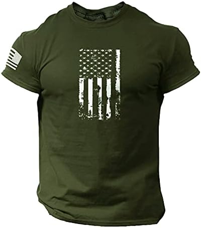 גברים של שרירי חולצה קיץ קצר שרוול פטריוטית חולצה מזדמן רופף גרפי מודפס טיז אמריקאי דגל חולצות