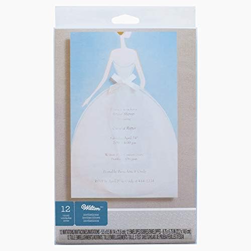 וילטון לבן שמלה לבנה עם מעטפות, סט של 12 מקלחת כלה RSVP, 5.5 '' x 8.5