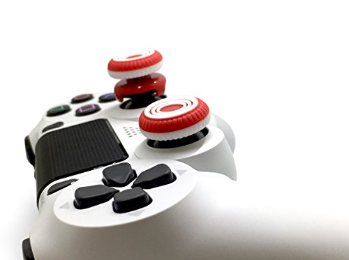 טבעות Marksman White S Gearz מקלות אגודל אנלוגיים מאריך ביצועים מקלות אצבע עבור פלייסטיישן 4 בקר PS4