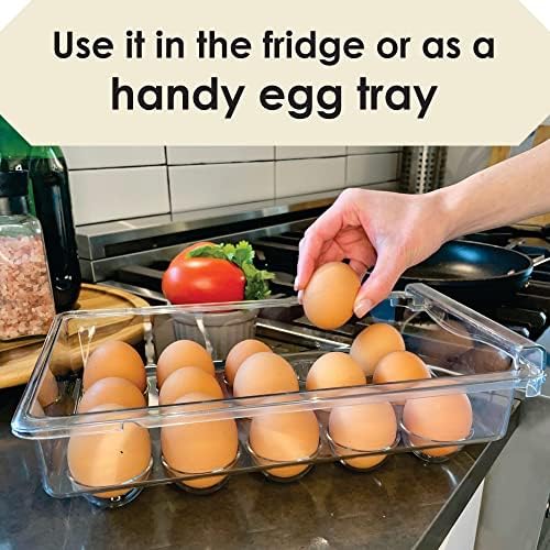 מחזיק מגירת ביצה למקרר - מתקן מתלה ביציות מתכוונן עם התקנת Snap -On לארגון ולהגן על ביצים במקרר שלך - סל