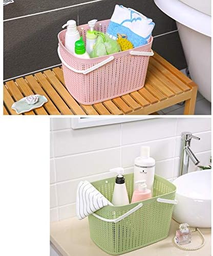 Jqzlxxzl סל מקלחת לאמבטיה סל שולחן עבודה סל אחסון פלסטיק סלסלת מקלחת ניידת גדולה