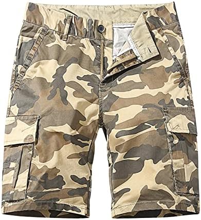 מכנסי מטען של Ozmmyan לגברים, מכנסי קיץ עם כפתורי רוכסן בכיס זמן פנאי מוצק כלים מכנסיים קצרים