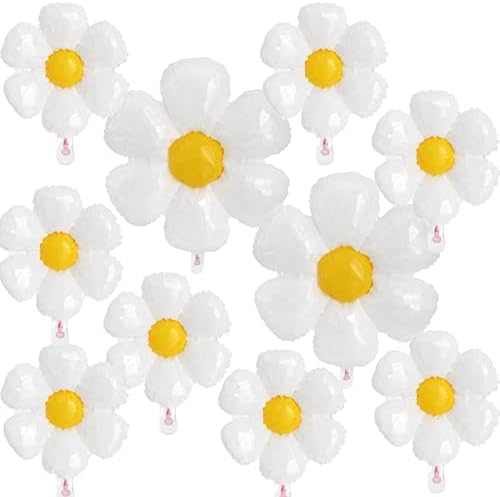 8 יחידות דייזי בלוני ענק פרח בלון עם שני גודל לבן דייזי מסיבת קישוטי גדול רדיד מיילר בלוני יום
