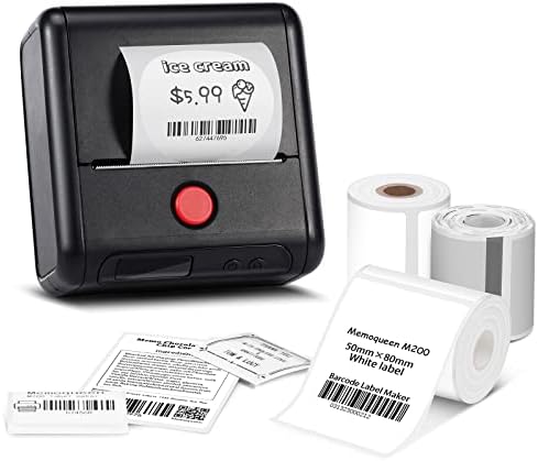 Memoqueen Label מקבלי M200 3 אינץ 'מדפסת ברקוד ניידת עם 3 קלטות, יצרנית תוויות תרמית Bluetooth לתווית