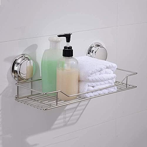 FVRTFT מלבני נירוסטה מקלחת אמבטיה קאדי עם כוס יניקה כוס אמבטיה סל מגש אמבטיה מחזיק קיר מדף צף -25 סמ