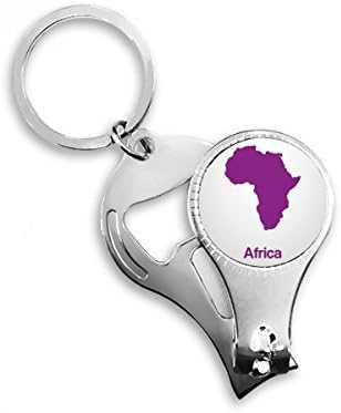סגול אפריקה איור דפוס מפת ציפורניים ניפר טבעת מפתח שרשרת שרשרת פותחן בקבוק