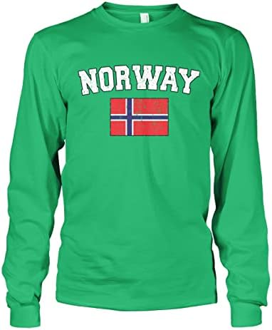 Cybertela של גברים דהויים במצוקה נורווגית דגל נורווגיה חולצת טריקו שרוול ארוך