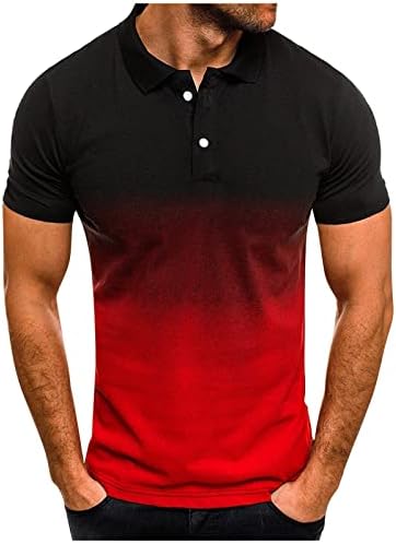 חולצות כושר חדר כושר RTTUIOP גברים שיפוע כפתור שרוול קצר למטה חולצות פולו לחות דש לחות פיתול אופנתית אתלטית
