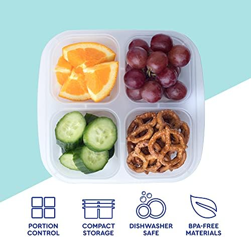 Easylunchboxes® - קופסאות ארוחת צהריים בנטו - מיכלי מזון ל -3 תאים לשימוש חוזר וארגזי חטיפים בנטו - מיכלי