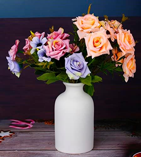 אגרטל קטן לבן קרמיקה, אגרטלי פרחים יבשים סגנון מינימליזם למדף שולחן מודרני תפאורה ביתית, מתאימה לאח חדר