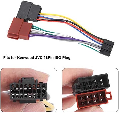 16 כבל מתאם ISO של רתמת תיל סיכה, מתאמי עזר לאודיו רכב, רדיו רדיו רדיו עופרת נול ISO מתאם מחבר רתמת חיווט