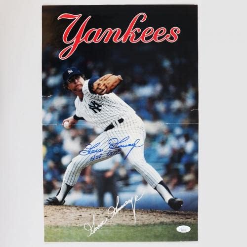 ינקי ניו יורק חתום על מגרש פוסטר עם עיתון - COA JSA - תמונות MLB עם חתימה