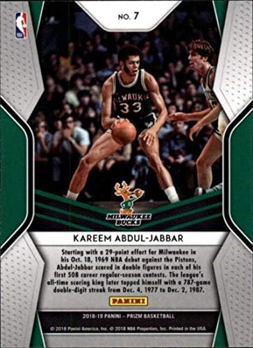 2018-19 Prizm דומיננטיות כדורסל 7 Kareem Abdul-Jabbar Milwaukee Bucks רשמי מסחר ב- NBA מ- Panini
