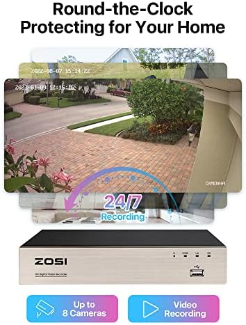 מערכת מצלמות אבטחה של Zosi 1080P עם 1TB HDD H.265+ 8C