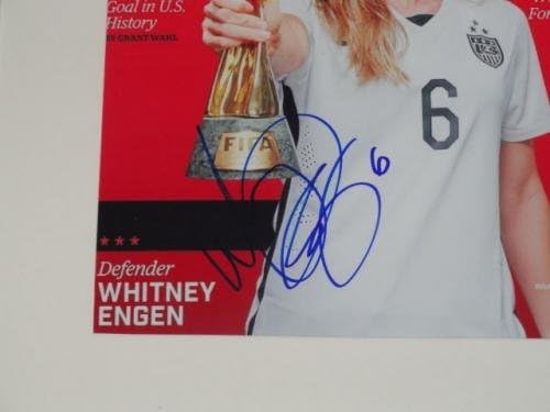 וויטני אנגן חתמה על עטיפת גביע העולם של ספורטס אילוסטרייטד ממוסגרת ומסובכת-מגזיני כדורגל חתומים