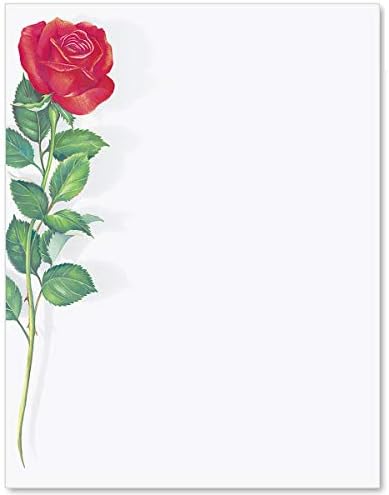 ניירות מכתב ורדים אדומים, 8 1/2 על 11 אינץ', 100 ספירה