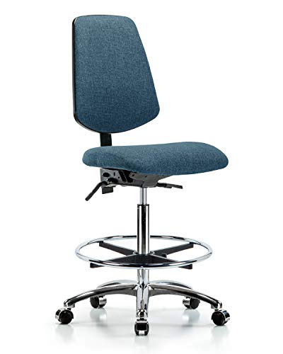 לבטק ישיבה סגן 41701 כיסא ספסל גבוה מבד בסיס כרום אחורי בינוני, הטיה, טבעת רגל כרום, גלגלי כרום,