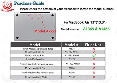 Ueswill תואם 3in1 כיסוי של מעטפת קשיחה מט-חלקית משחרר 2010-2017 שחרור MacBook Air 13 אינץ 'דגם A1466 A1369 + מכסה