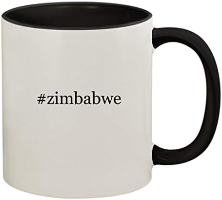 מתנות קישוטים זימבבואה-11 עוז קרמיקה בצבע ידית ובתוך קפה ספל כוס, שחור