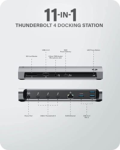 Alogic Thunderbolt 4 Blaze 10-in-1 תחנת עגינה, 3xusb-c 4.0, 3xusb-a 3.1 gen 2, 1xusb-a 2.0, 96W PD, 4K@60Hz, שקע