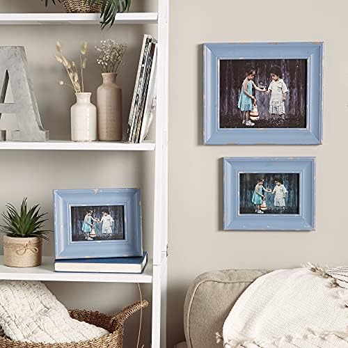 אוסף מסגרות תמונה מעץ במצוקה בית חווה כפרי בהשראת, 5 על 7, סטונווש כחול