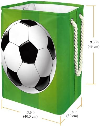 דייה עמיד למים סלי כביסה גבוה חסון מתקפל ספורט כדורגל כדור ירוק פסים הדפסת סל למבוגרים ילדים בני נוער בנות בחדרי
