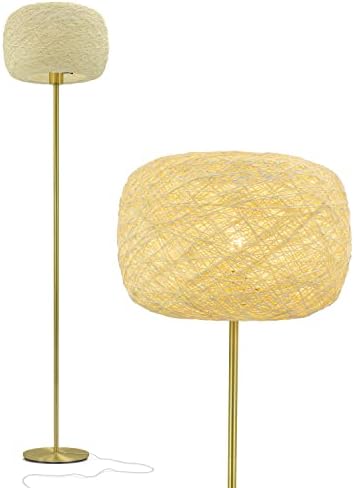 מנורת רצפה אלגנטית של ברייטק רואן-גוון חוט ייחודי מודרני תואם לבוהו, ואמצע המאה דדקור-תאורת לד ללא