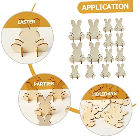 14 יחידות ארנב שבבי ריק קישוטי מלאכות לילדים יום הולדת מתנה תגיות ריק עץ צבע מלאכות פסחא שולחן סידורי