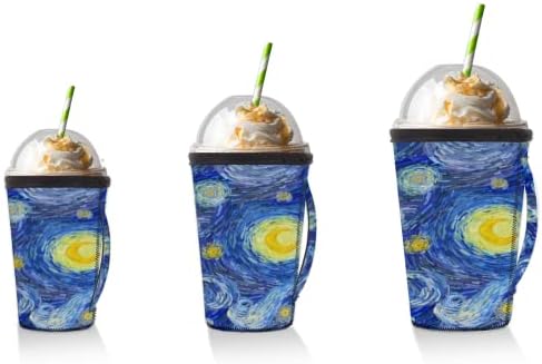 צבעי מים כוכבים שמיים לשימוש חוזר שרוול קפה קרח עם שרוול כוס ניאופרן לסודה, לאטה, תה, משקאות, בירה