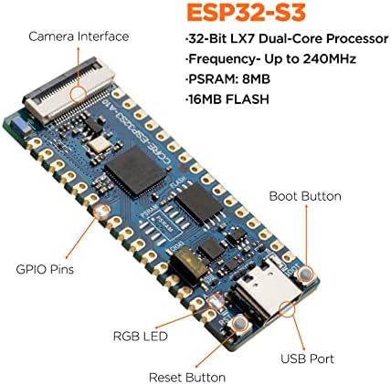 Tamshun USB C ESP32-S3 WIFI & Bluetooth פיתוח לוח, ESP-Wrow-32 MCU המציג עם 8MB PSRAM, פלאש 16MB, שבב