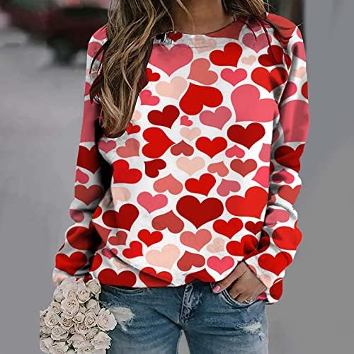 צמרות Valentines Fanteecy לנשים 2023 Tee Grapic Graphic Tee Crewnneck סווטשירט סווטשירט שרוול ארוך חולצות