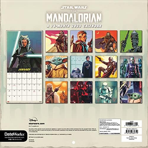 לוח השנה המנדלוריאני של מלחמת הכוכבים 2023 - Deluxe 2023 מלחמת הכוכבים המנדלוריאנית קיר לוח שנה עם למעלה