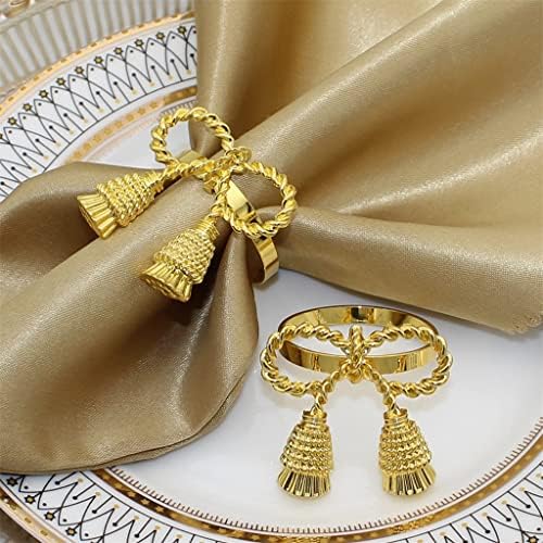 Ldchnh 6/PCS מפיות זהב טבעות מפיות מתכתיות מחזיקי מפיות לחג המולד לחג המולד לחתונה מפלגת שולחן