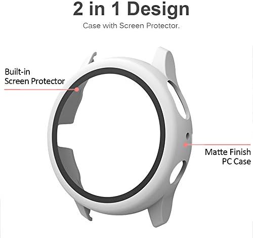 תואם ל- Samsung Galaxy Watch Active 2 Case עם מגן מסך 44 ממ, כיסוי מלא נגד מגן מסך אנטי-סקרט, כיסוי מגן