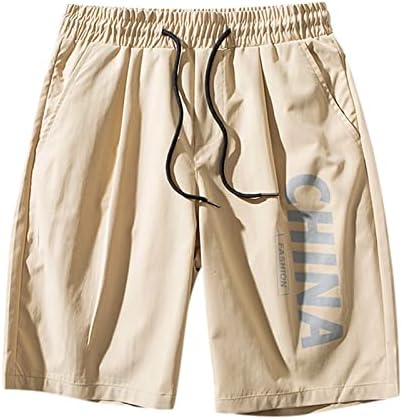 מכנסיים קצרים של Akimpe לגברים, מכנסי צבע אחיד בקיץ מודפסים ספורט ספורט מזדמן רופף רופף מכנסיים קצרים ישרים