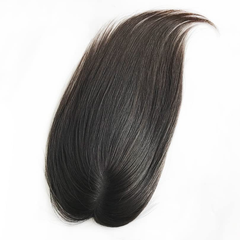 שחור שוויצרי תחרה שיער טופר לנשים 9 * 14 סנטימטר שיער טבעי טופר עם קליפים חלקה פאה לנשימה טופרים